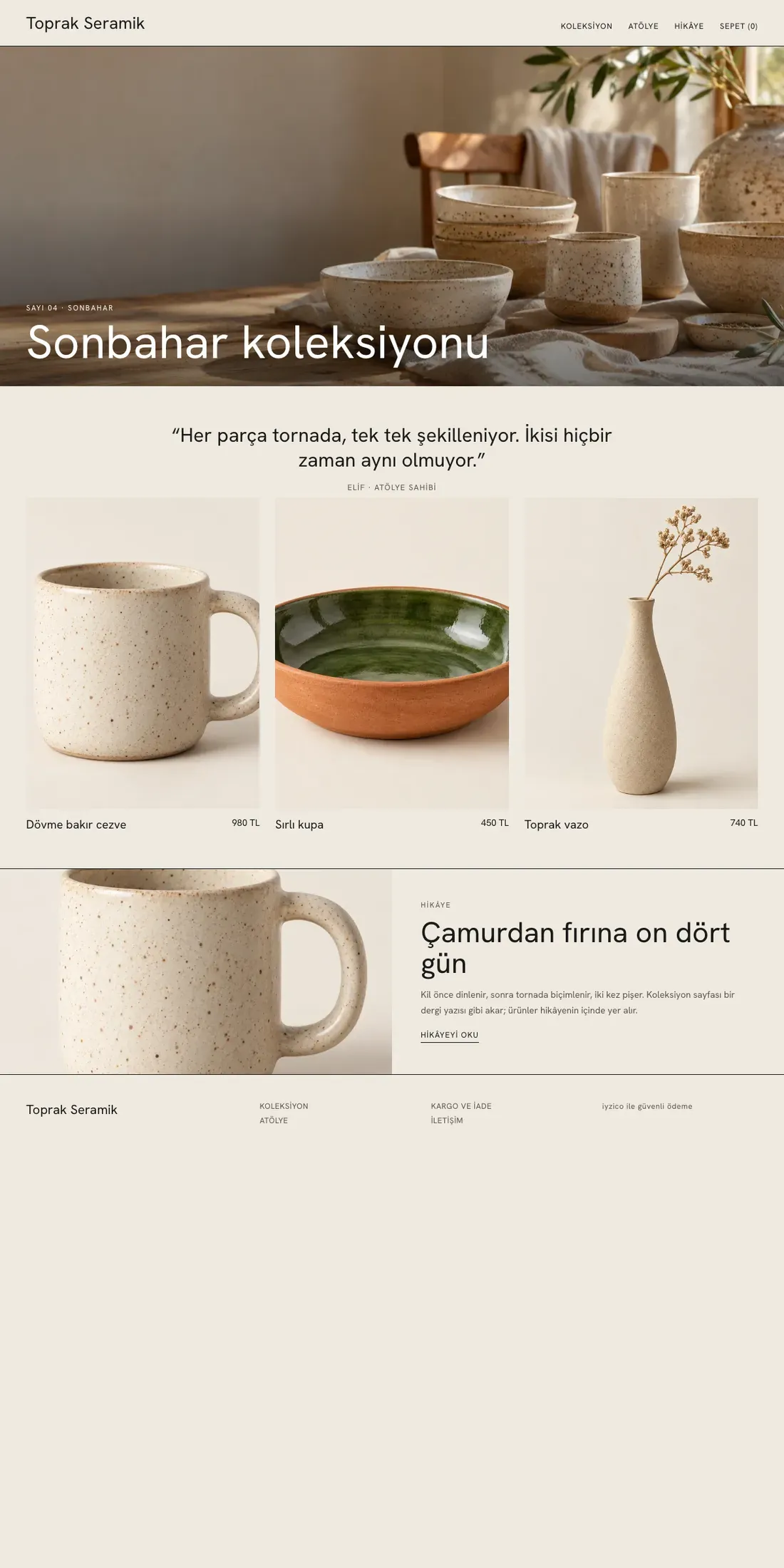 Atölye theme desktop home page sample