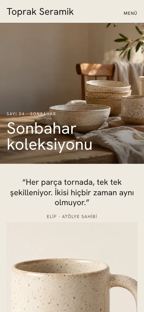 Atölye theme mobile home page sample