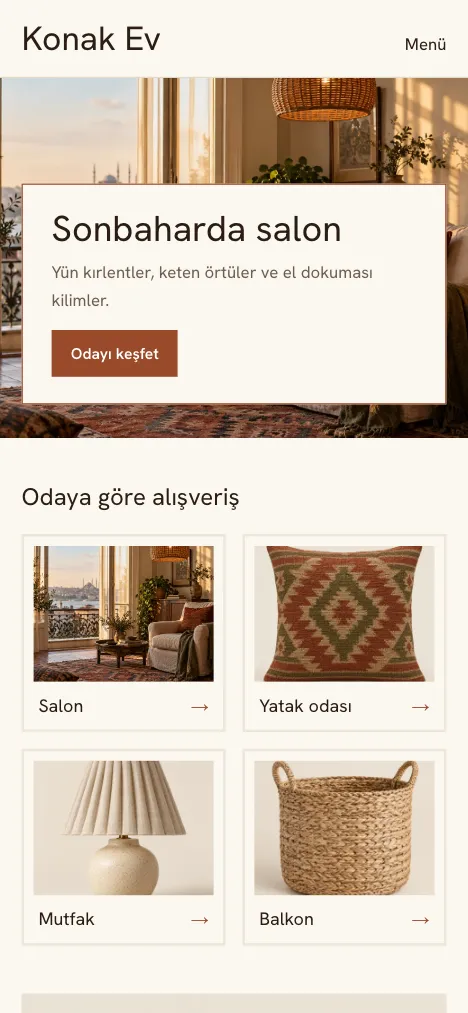 Konak theme mobile home page sample