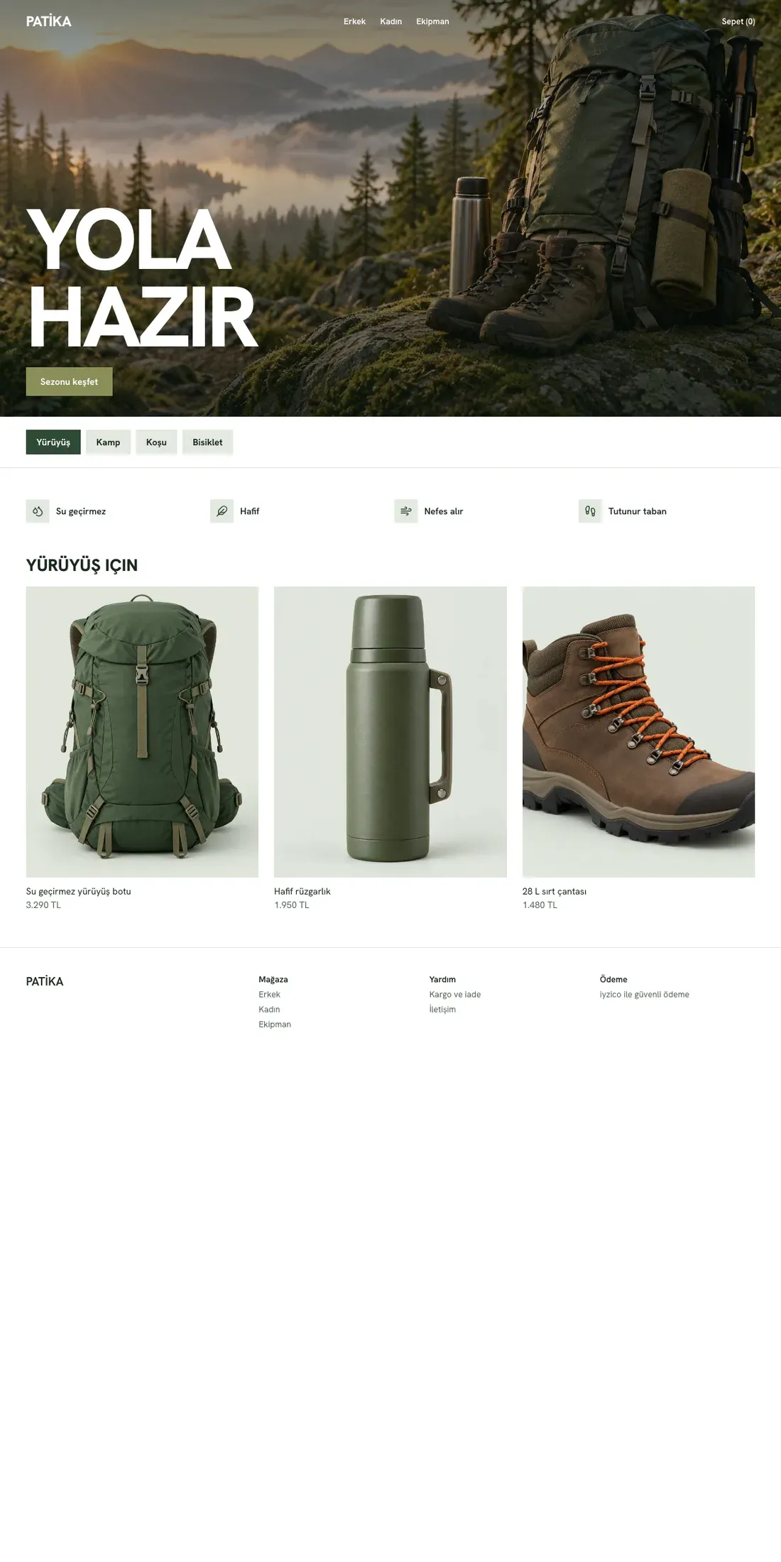 Patika theme desktop home page sample